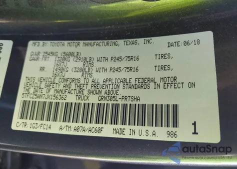 2018 Toyota Tacoma Sr5 V6 из США, поврежденный, VIN 5TFCZ5AN7JX156362